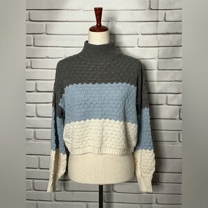 3/$20 Pink Rose Gray, Blue, and White Turtleneck Sweater